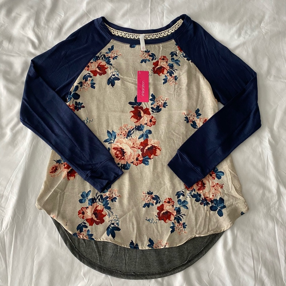 Beige Floral Print Long Sleeve